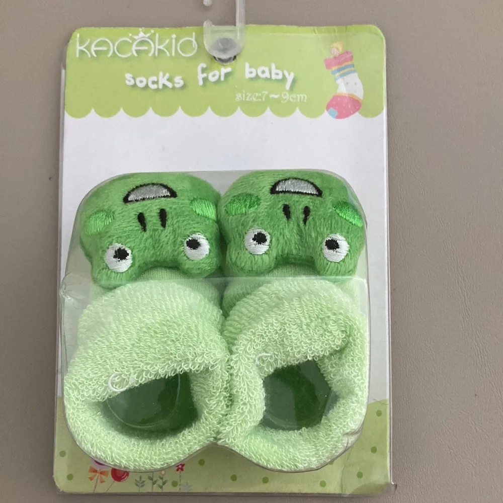 Kacakid Frog Socks for Baby Size 7-9cm Green